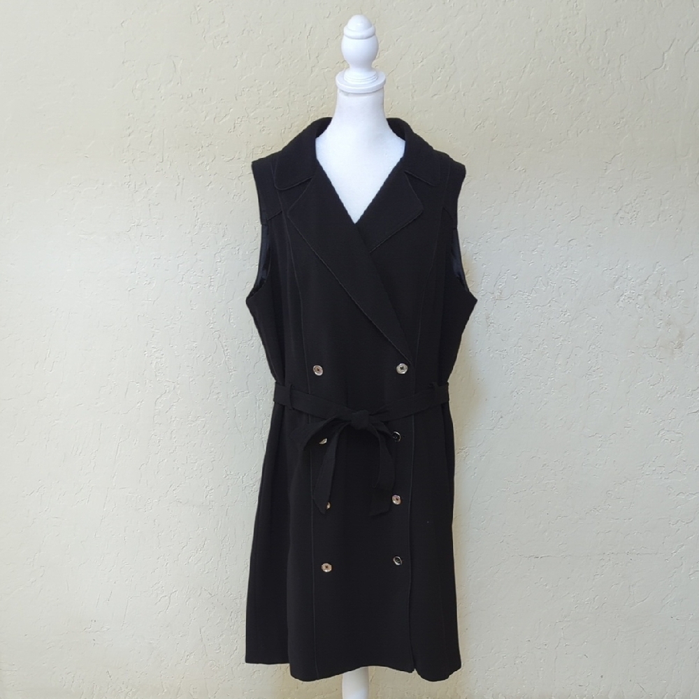 NEW WHBM Black Sleeveless Iconic Double Breasted Trench Dress Size 18 - Picture 2 of 12